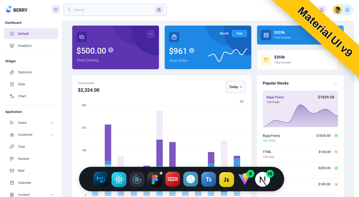 Berry - React Material UI Dashboard Template